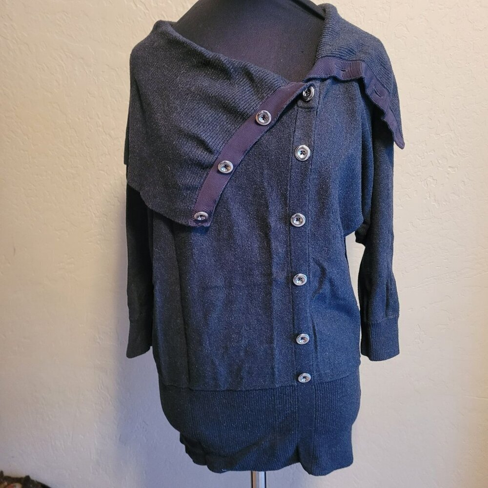 White House Black Market Navy Button-Up Sweater size S